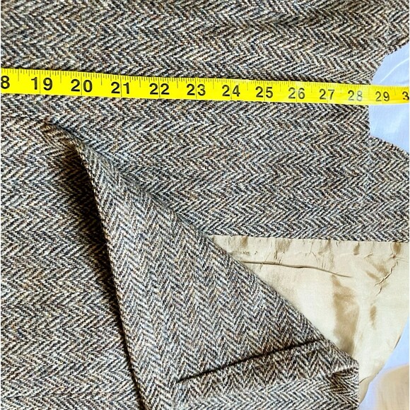 Harris Tweed Brookford Vintage Sport Coat Gray Herringbone Scottish Wool 44S USA - Picture 11 of 16